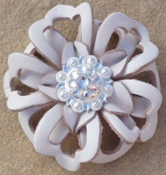 White Lotus Leather Flowers - 1" Crystal Conchos - Options — view 3