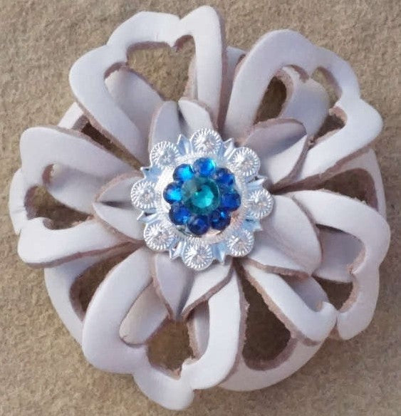 White Lotus Leather Flowers - 1" Crystal Conchos - Options — view 8