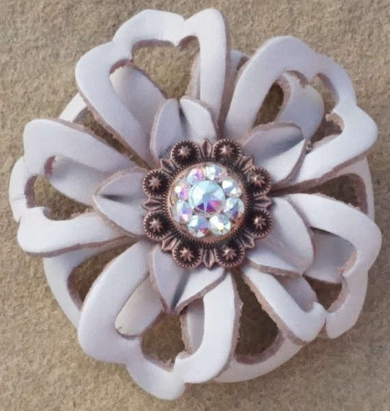 White Lotus Flower With Copper AB 1" Concho