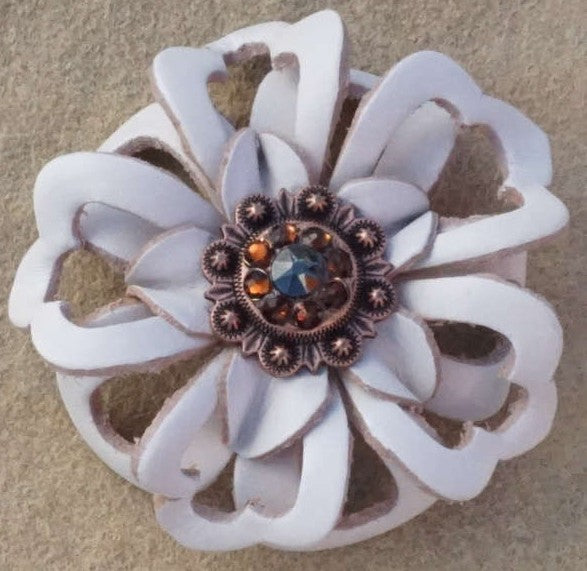 White Lotus Leather Flowers - 1" Crystal Conchos - Options — view 5