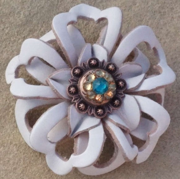 White Lotus Leather Flowers - 1" Crystal Conchos - Options — view 4