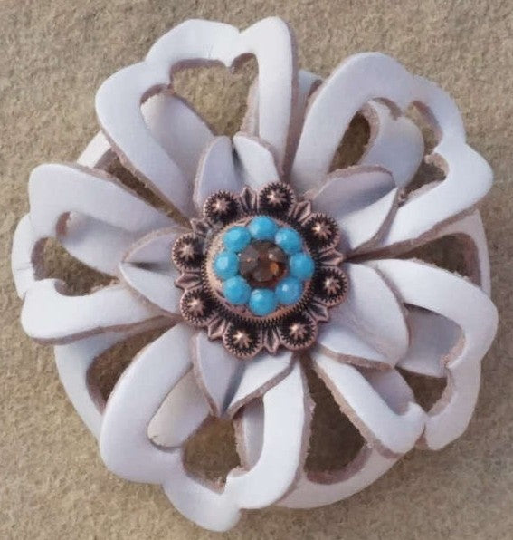 White Lotus Leather Flowers - 1" Crystal Conchos - Options — view 7