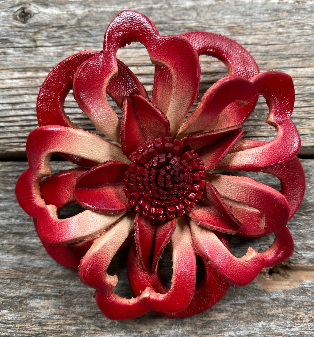 Hand Painted Leather Flowers - Lotus — view 5