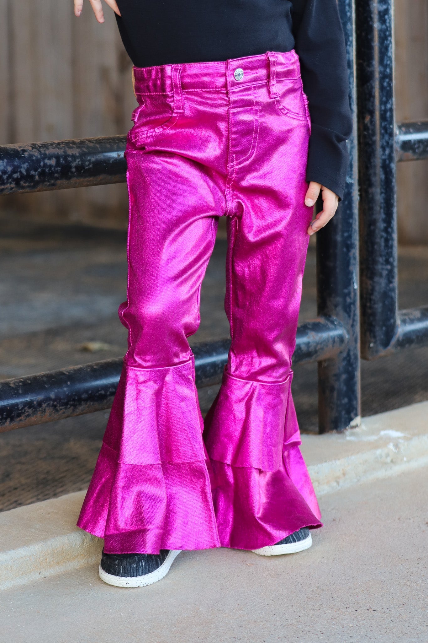 Fuchsia Metallic Ruffle Bells (infant & Toddler)