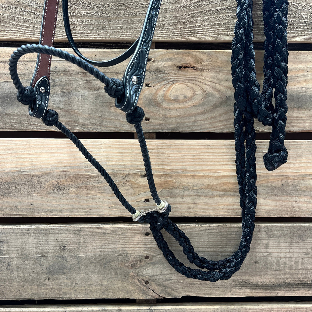 Black Floral V-Brow Black Loping Hackamore #LHK027 — view 2