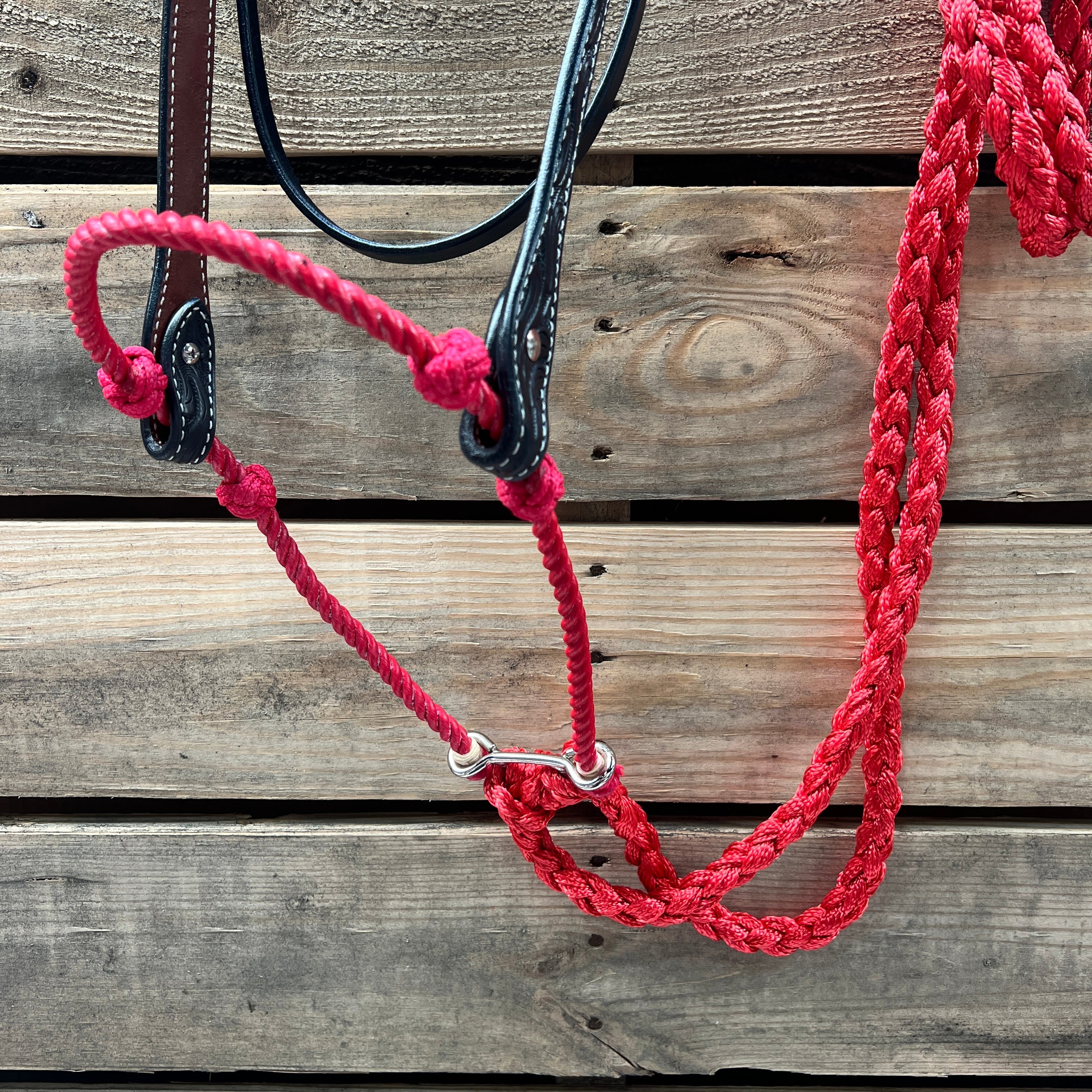 Black Floral V-Brow Red Loping Hackamore #LHK026 — view 2