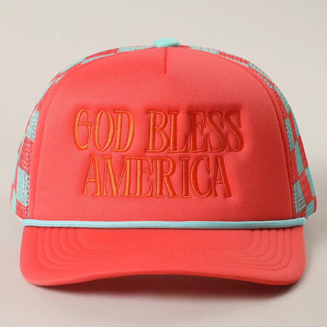 God Bless America Checkered Trucker | Cap