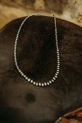 Navajo Inspired 24" Graduated Pearl Sterling Silver Necklace