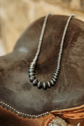 Navajo Inspired 26" Graduated Saucer Pearl Sterling Silver Necklace
