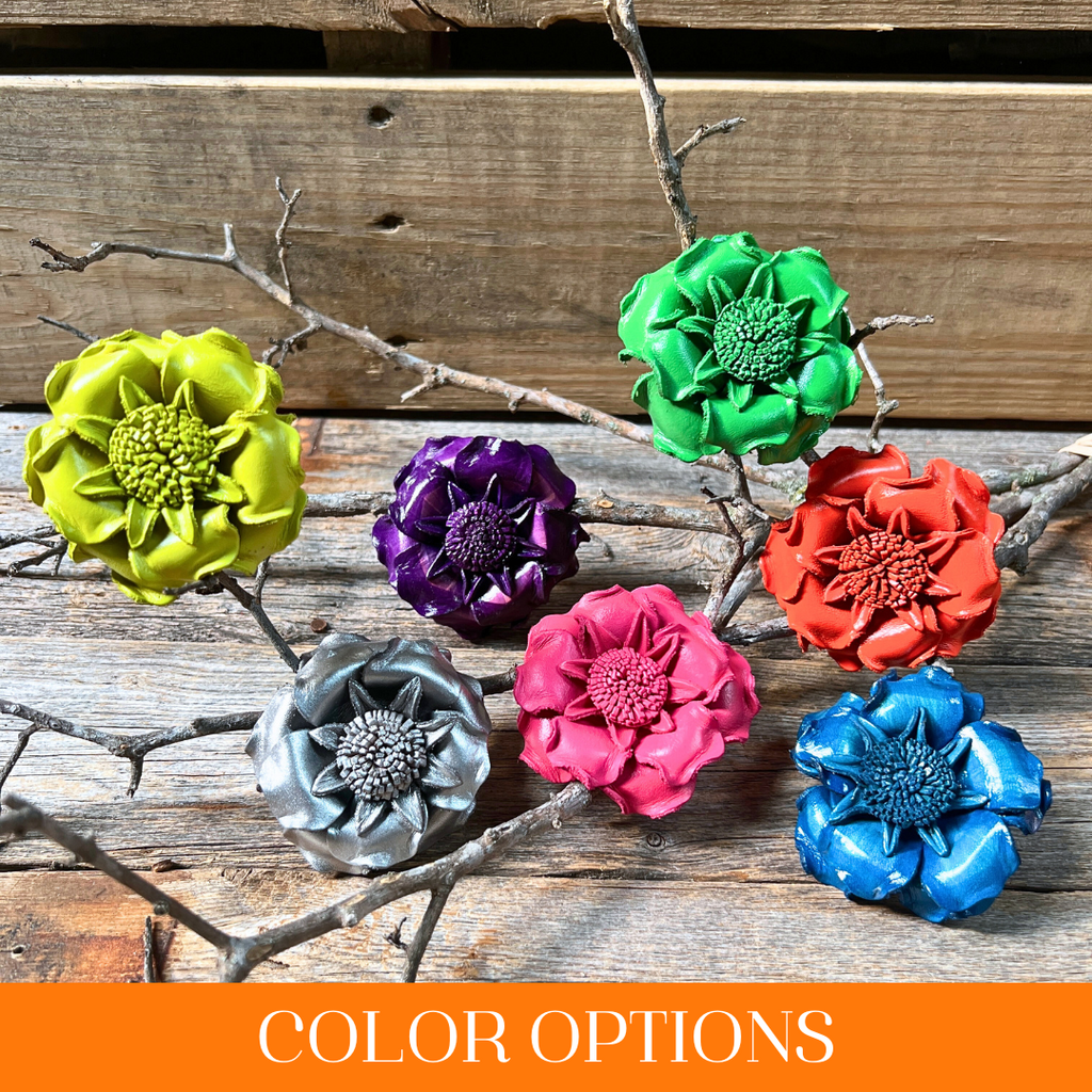 Hand Painted Leather Flowers - Gardenias