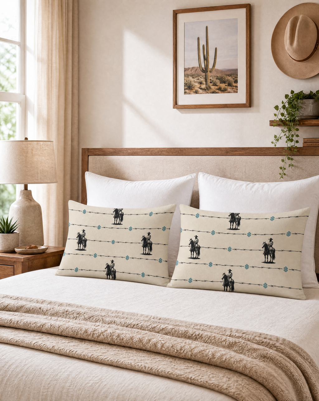 Baha Ranch Saddle Up Pillow Case Beige Made in America by Baha Ranch Western Wear - product image 2