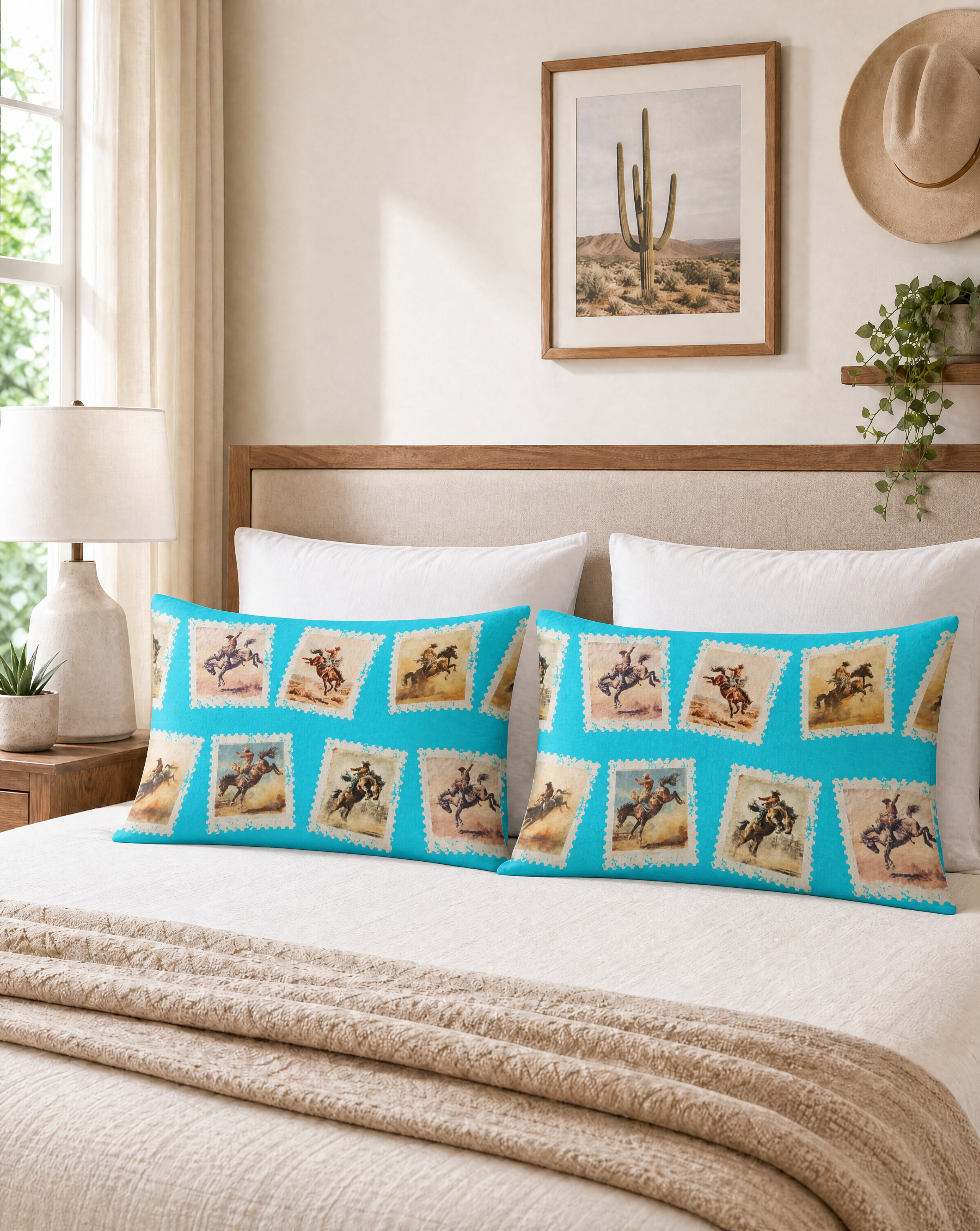 Baha Ranch Cowboy Stamp Turquoise Pillowcase Made in America by Baha Ranch Western Wear - product image 3