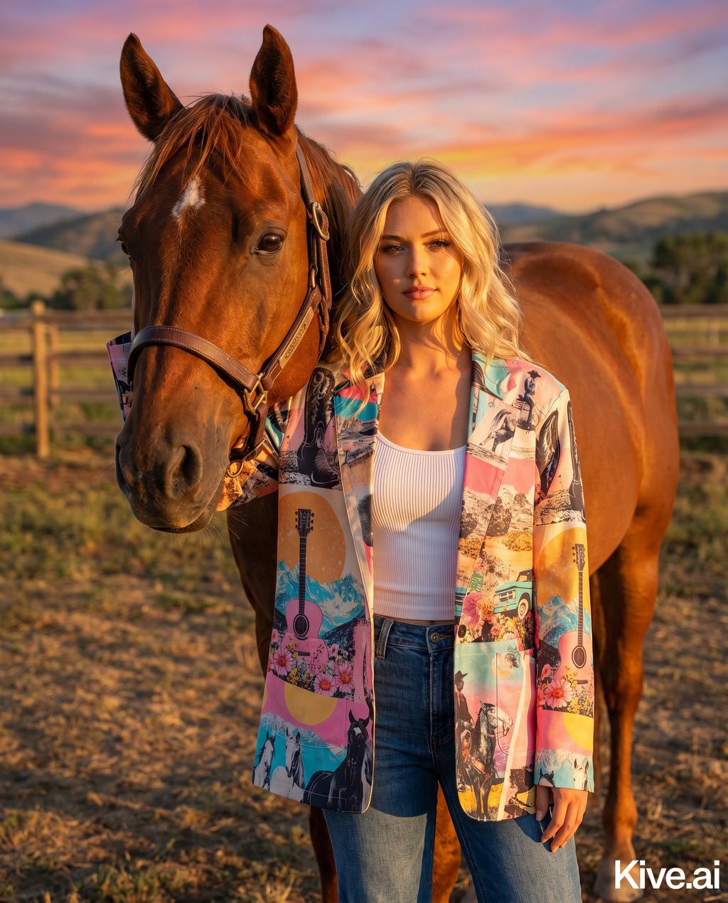 Baha Ranch Retro Pop Western Collage Blazer by Baha Ranch Western Wear