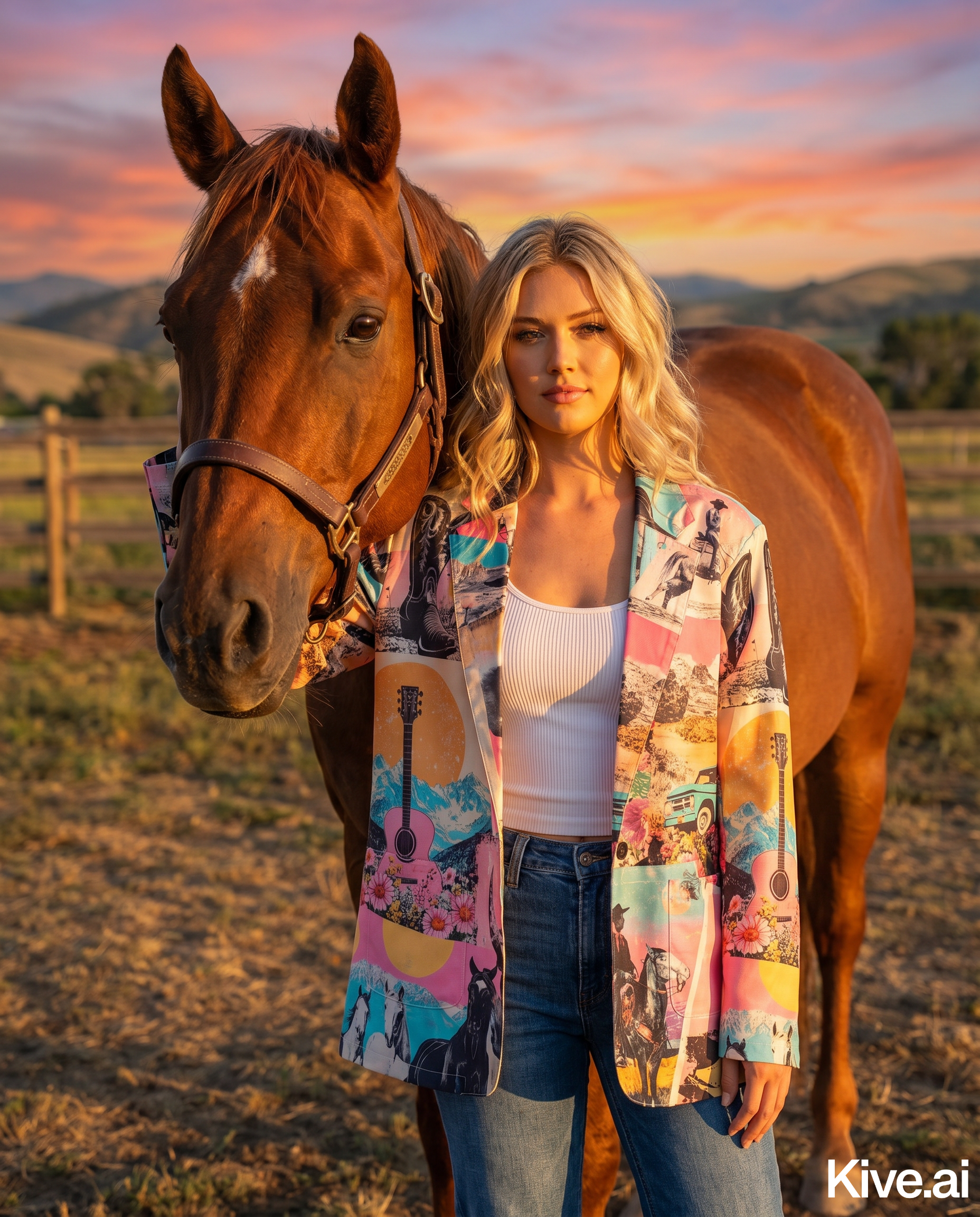 Baha Ranch Retro Pop Western Collage Blazer by Baha Ranch Western Wear