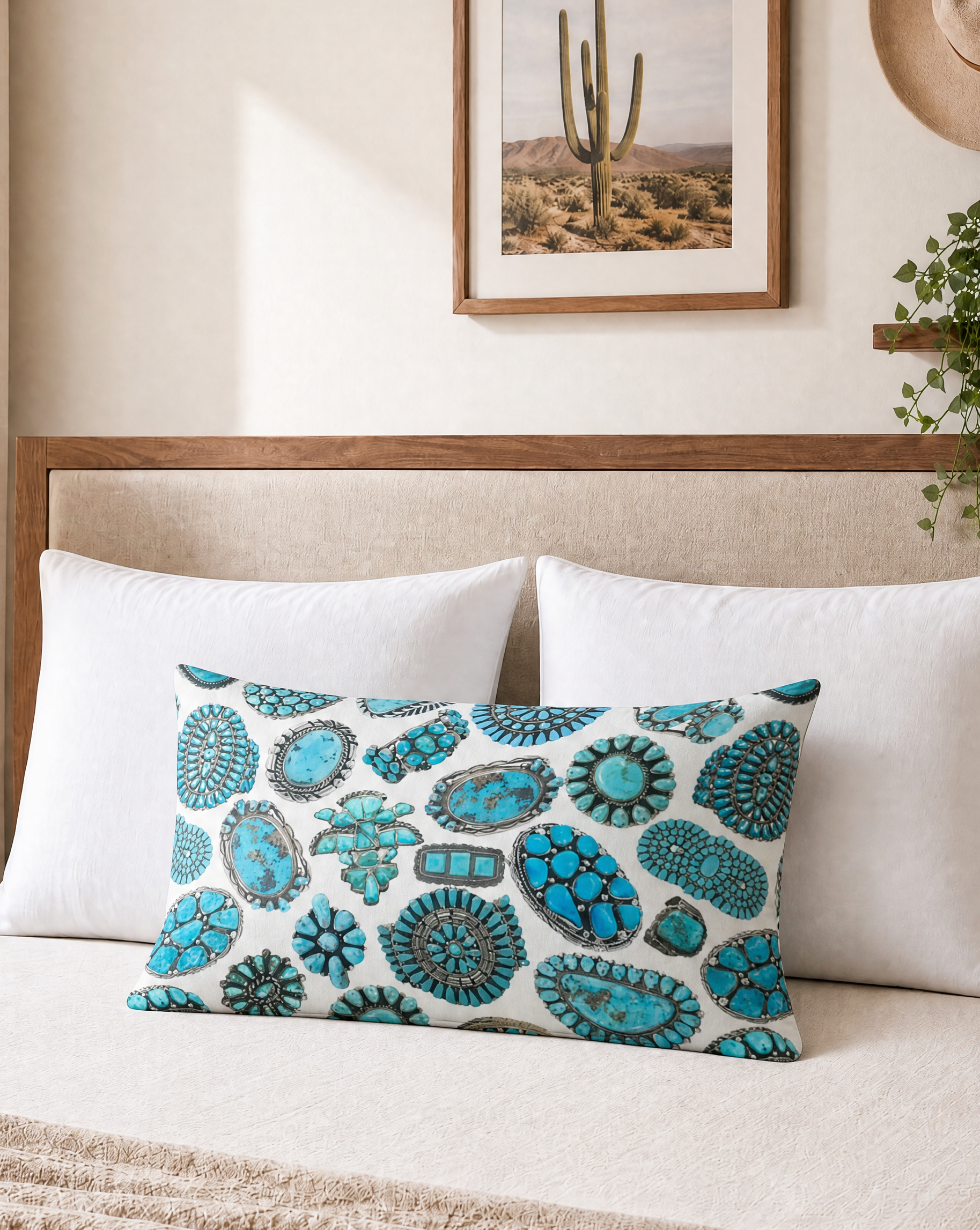 Baha Ranch Turquoise Crazy White Pillowcase Made in America by Baha Ranch Western Wear