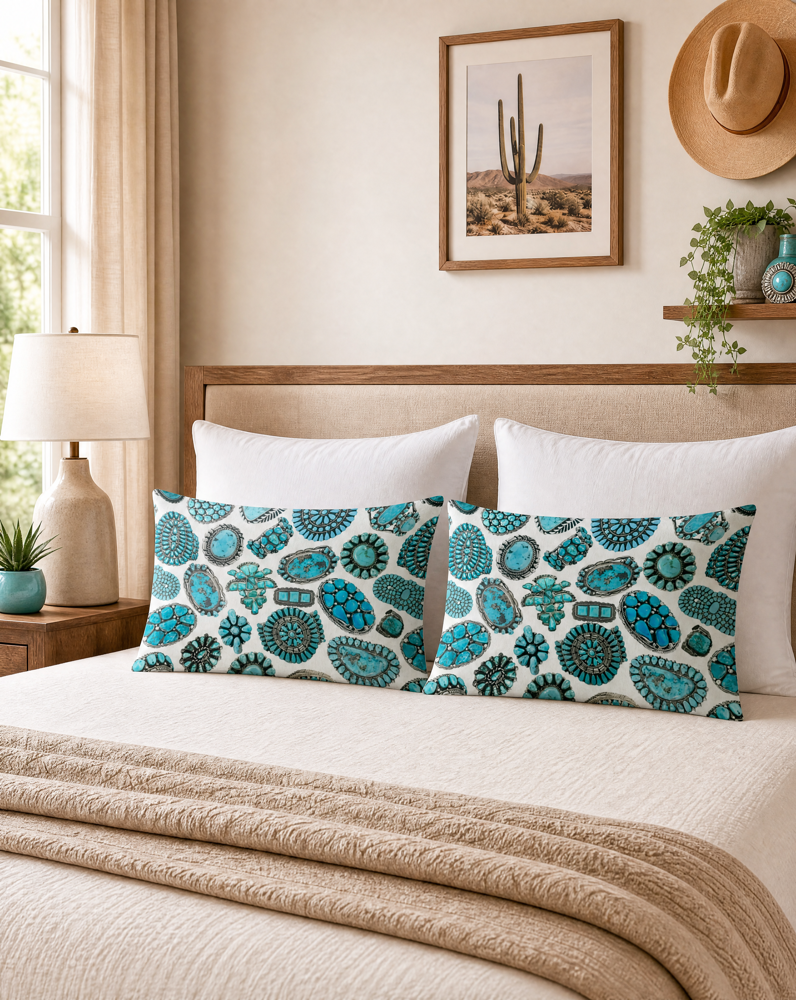 Baha Ranch Turquoise Crazy White Pillowcase Made in America by Baha Ranch Western Wear - product image 2