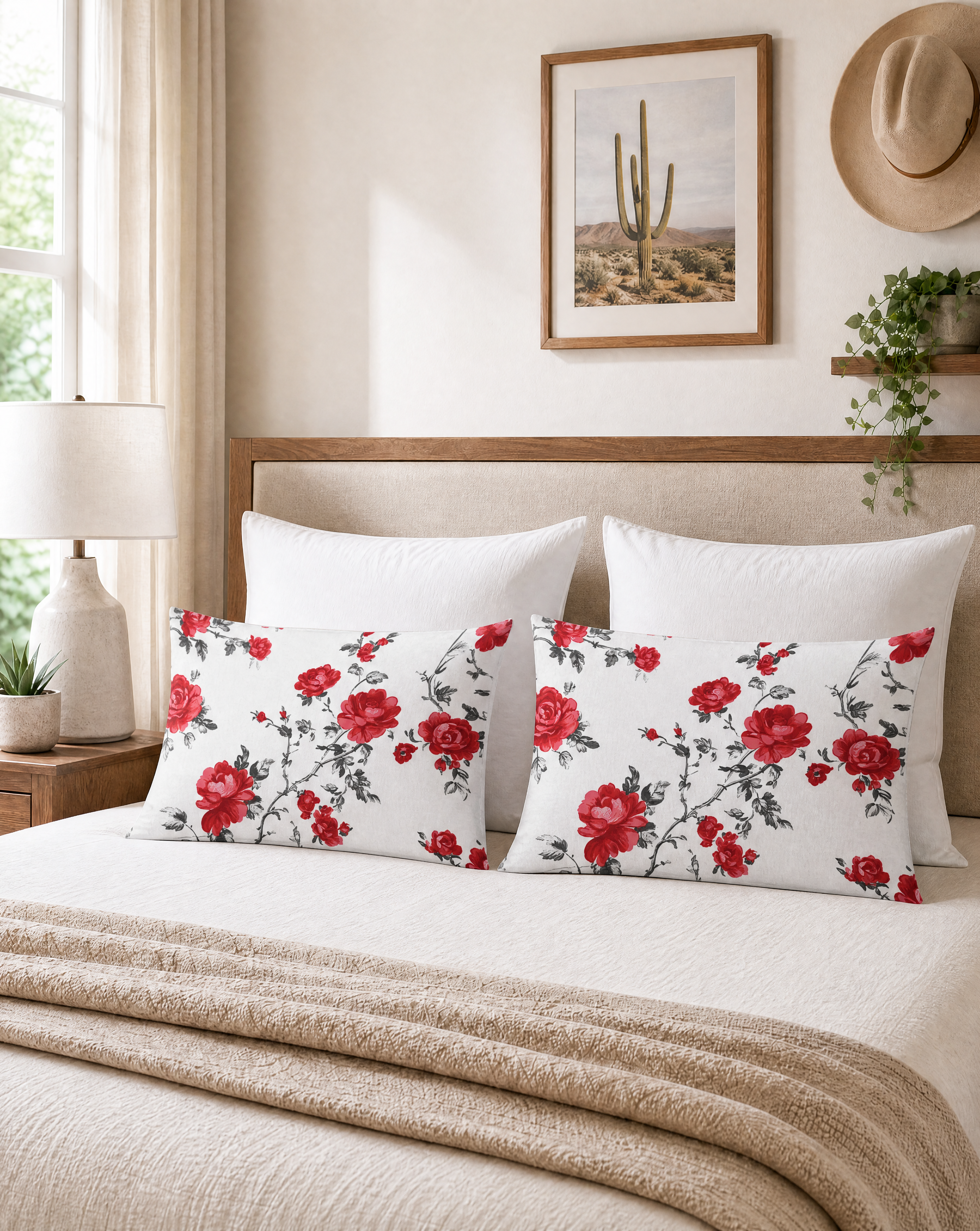 Baha Ranch Red Floral Pillowcase Made in America by Baha Ranch Western Wear - product image 3