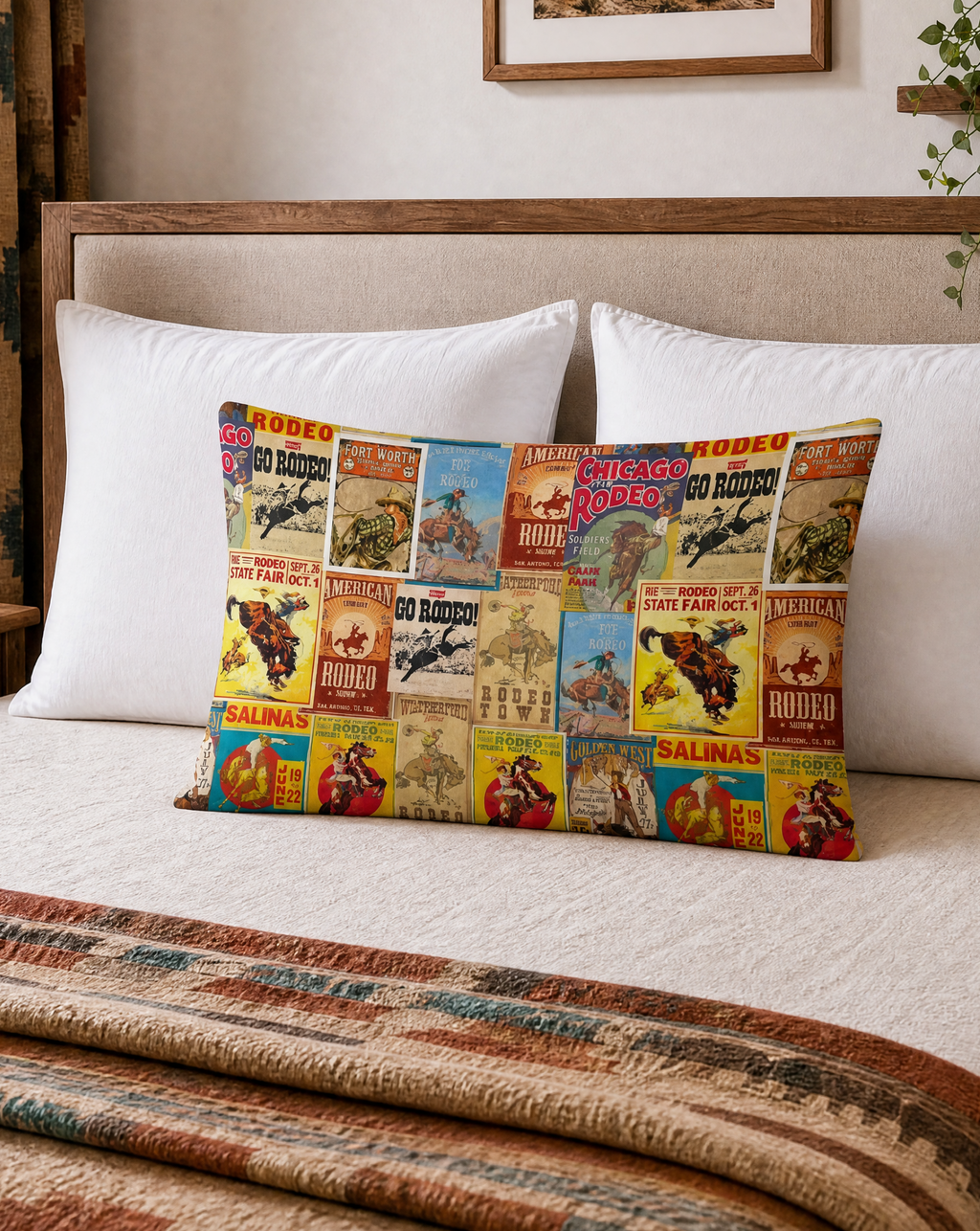 Baha Ranch Vintage Rodeo Poster Pillow Case Made in America by Baha Ranch Western Wear