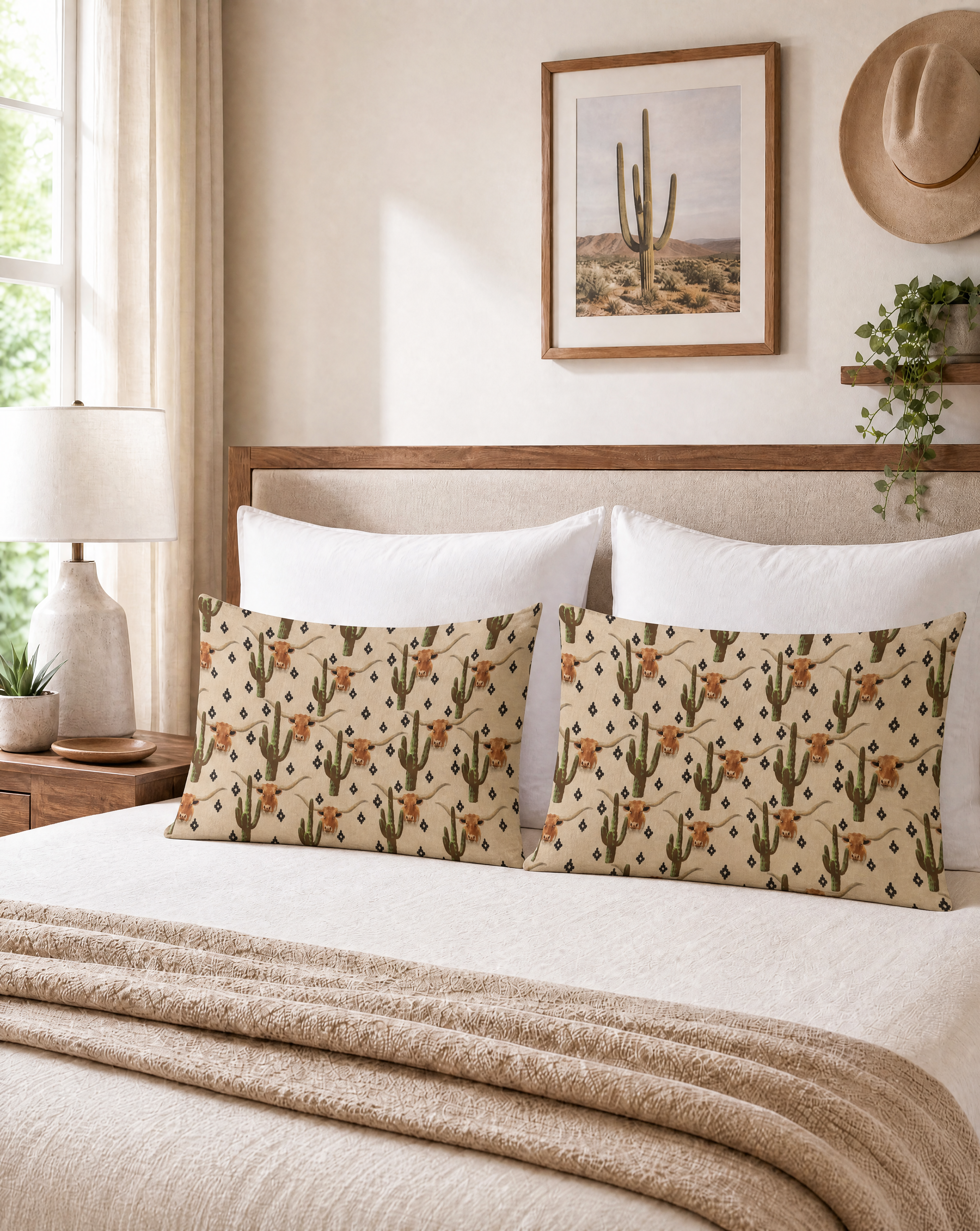Baha Ranch Cactus Longhorn Pillow Case Made in America by Baha Ranch Western Wear - product image 4