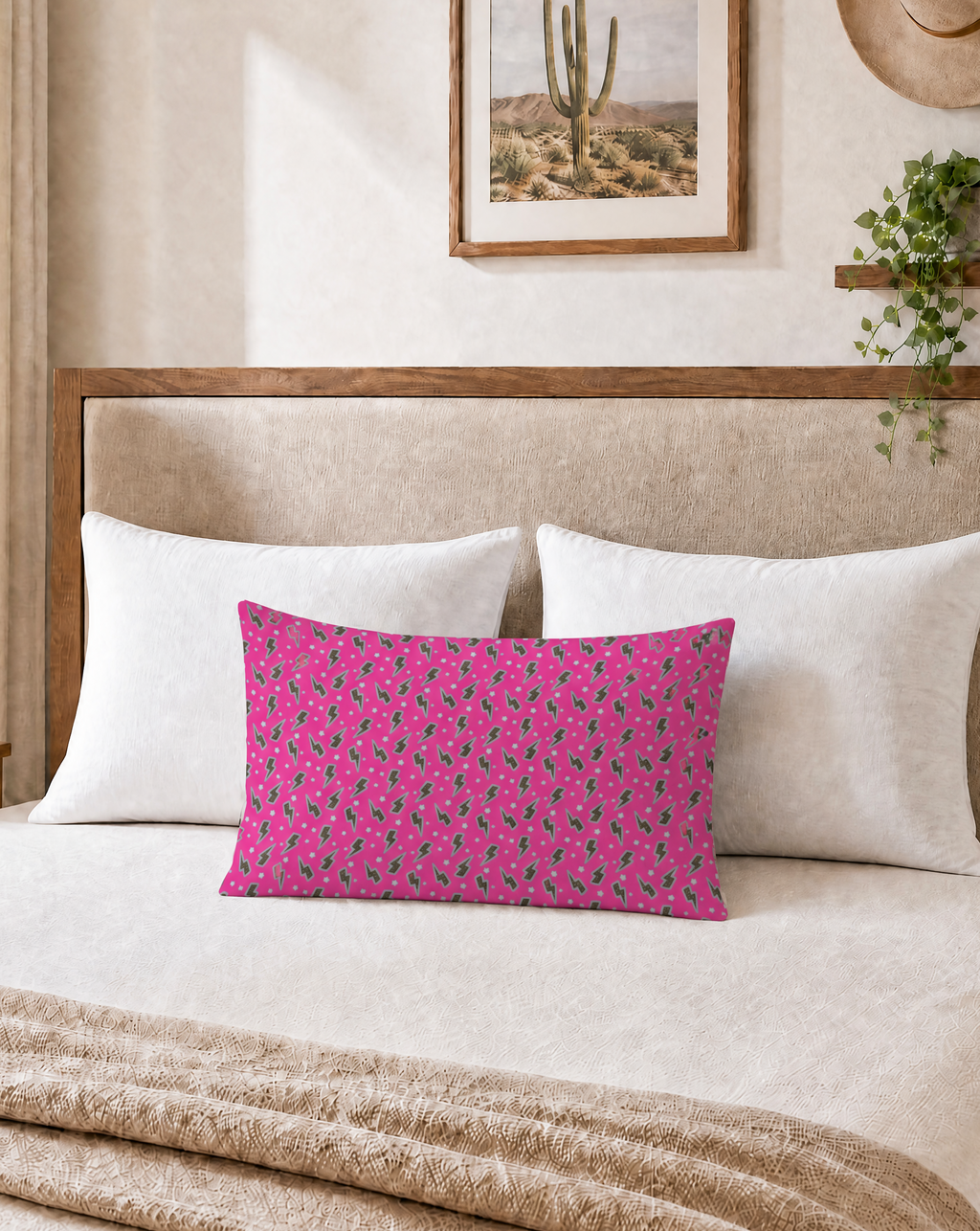 Baha Ranch Pink Lightning Bolt Pillowcase Made in America by Baha Ranch Western Wear