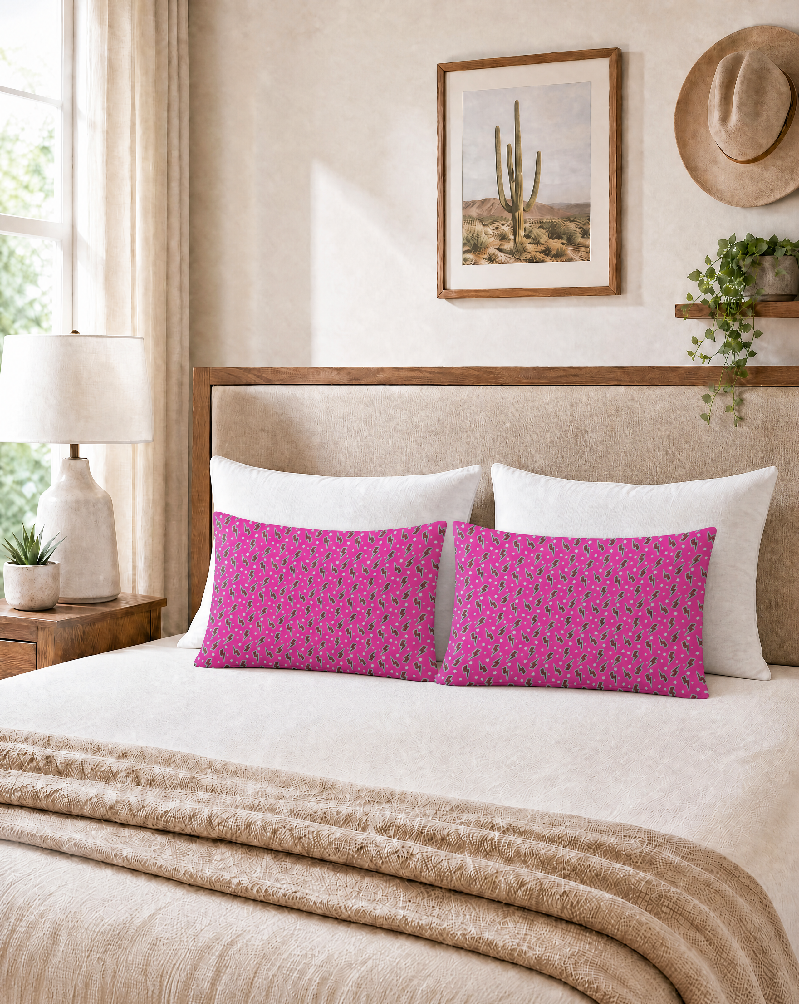Baha Ranch Pink Lightning Bolt Pillowcase Made in America by Baha Ranch Western Wear - product image 2