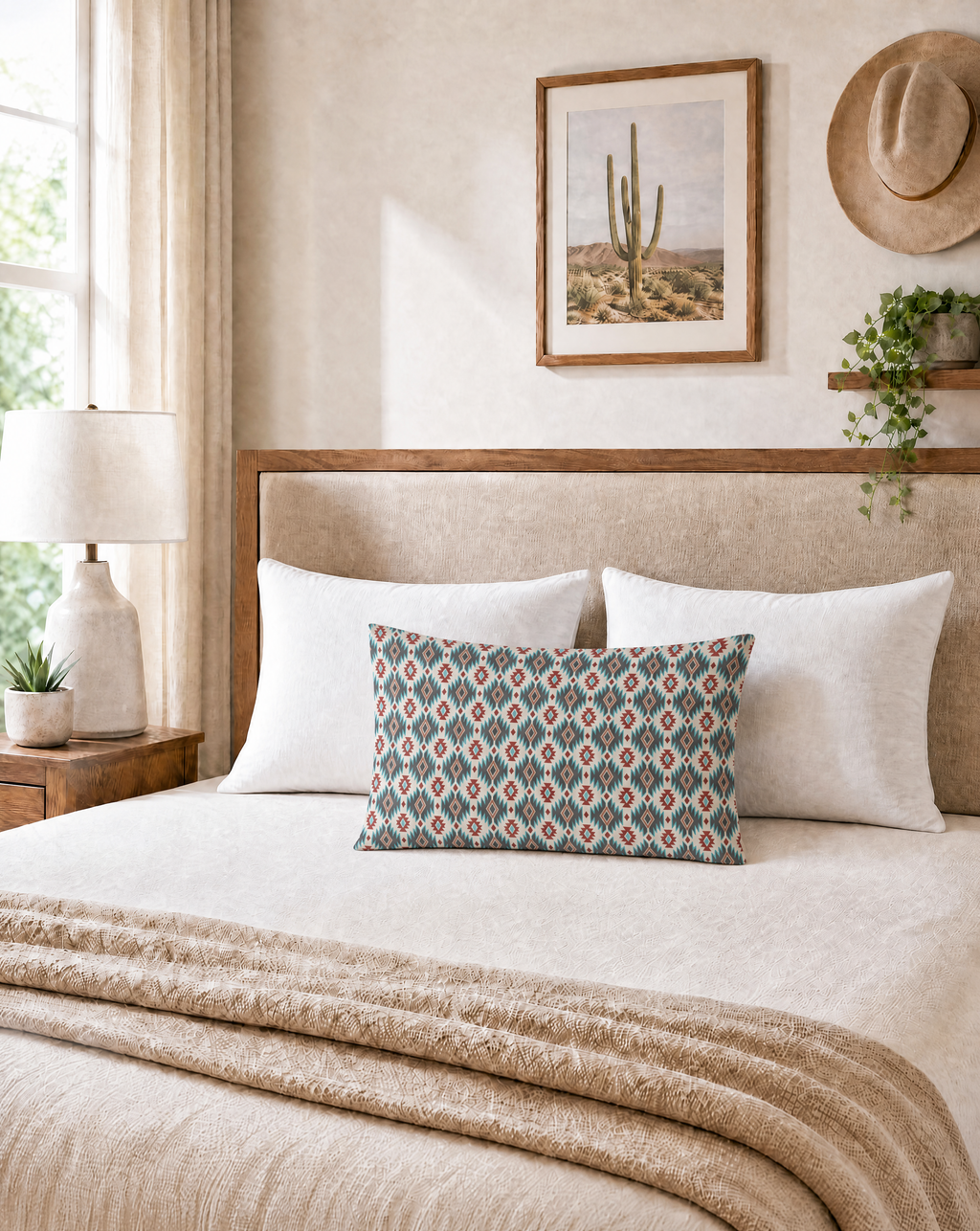 Baha Ranch Teal Aztec Pillowcase Made in America by Baha Ranch Western Wear