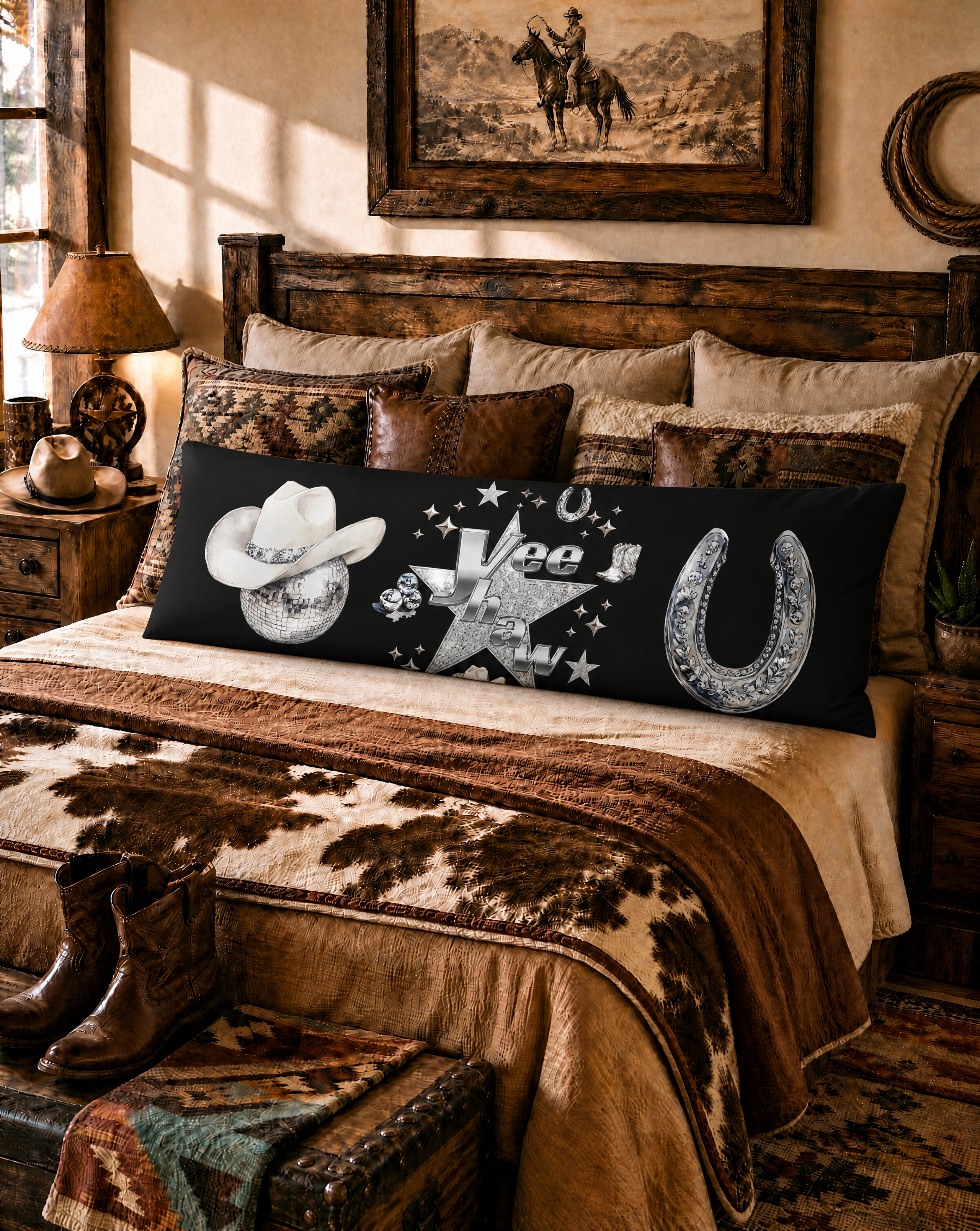 Baha Ranch Yeehaw Rhinestone Cowgirl Body Pillow Cover Made in America by Baha Ranch Western Wear - product image 2