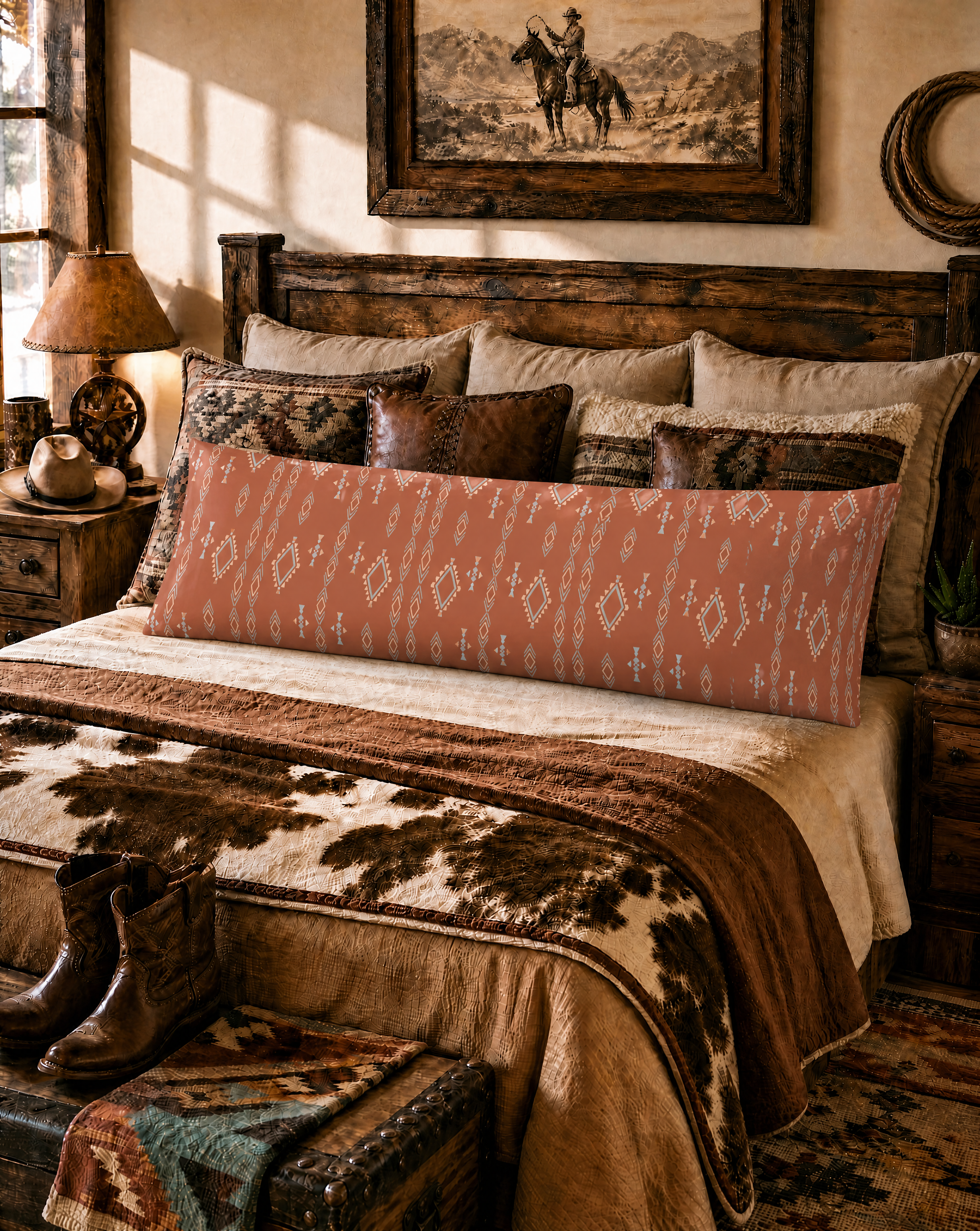 Baha Ranch Brown Aztec Body Pillow Cover Made in America by Baha Ranch Western Wear - product image 2