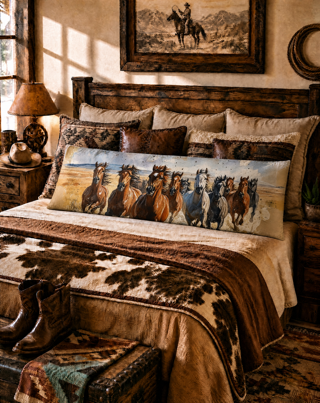 Baha Ranch Running Horses Western Body Pillow Cover Made in America by Baha Ranch Western Wear - product image 3