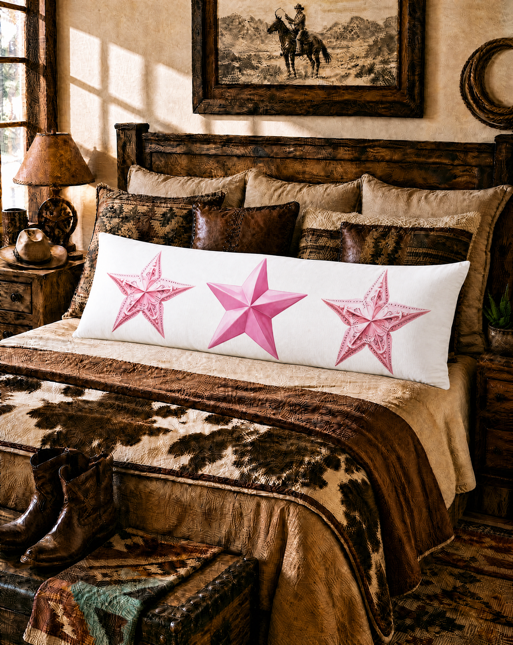 Baha Ranch Pink Cowgirl Stars Body Pillow Cover Made in America by Baha Ranch Western Wear - product image 2