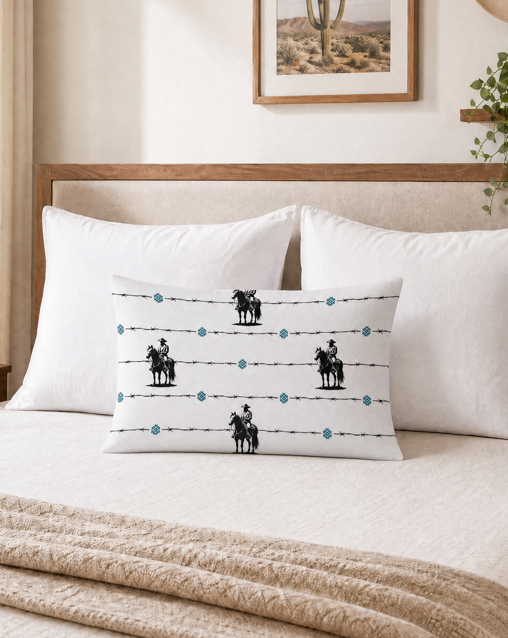 Baha Ranch Saddle Up Pillow Case White Made in America by Baha Ranch Western Wear