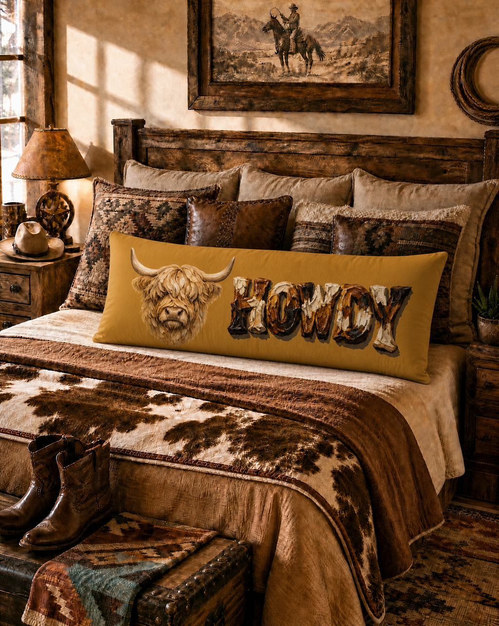 Baha Ranch Howdy Highland Western Body Pillow Made in America by Baha Ranch Western Wear - product image 3