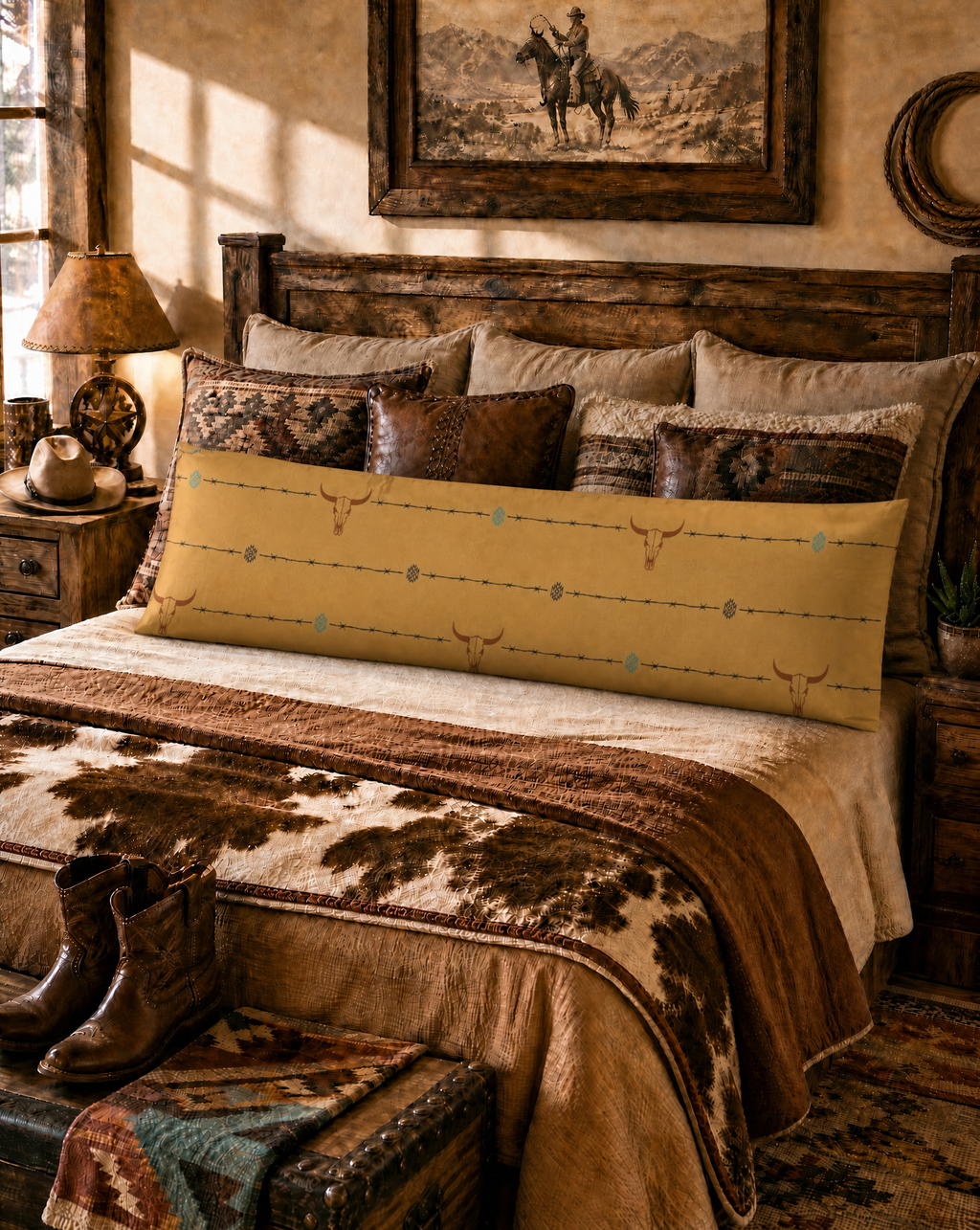 Baha Ranch Barbwire Longhorn Body Pillow Made in America by Baha Ranch Western Wear - product image 2