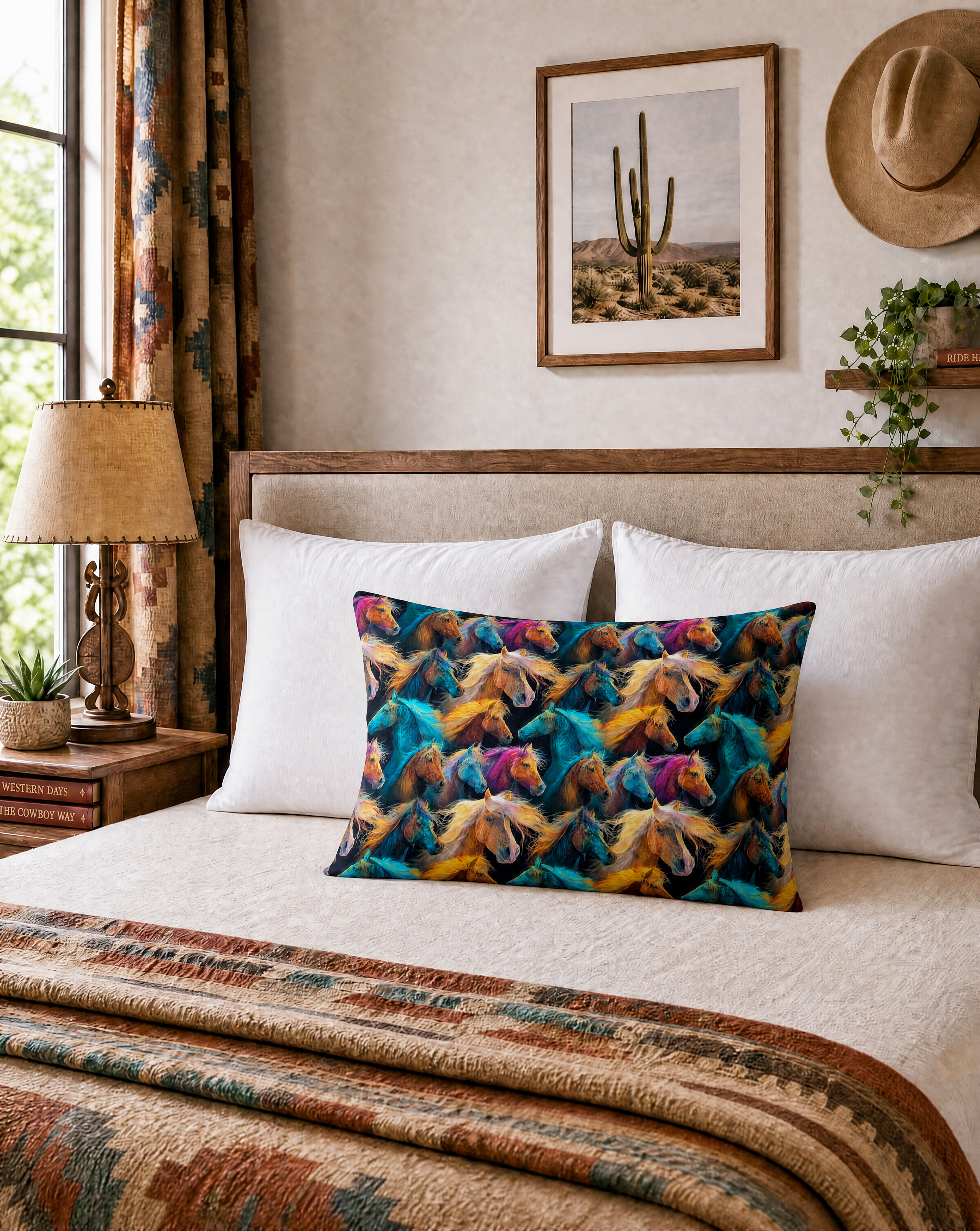 Baha Ranch Colorful Horses Pillowcase Made in America by Baha Ranch Western Wear - product image 2