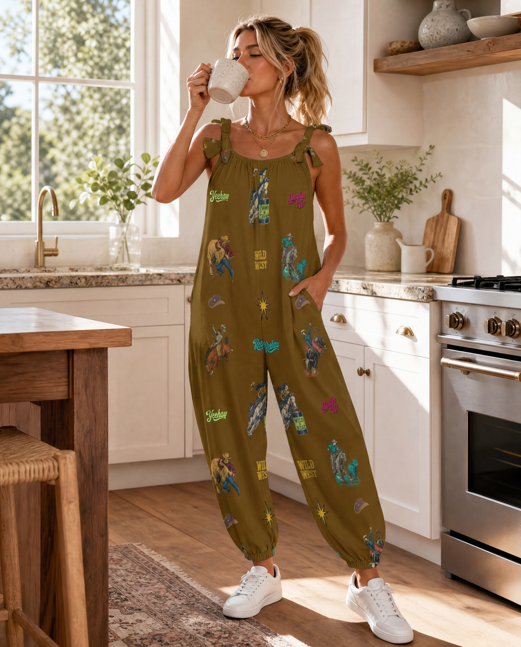 Baha Ranch The Last Roundup Western Rodeo Overalls Jumpsuit Brown by Baha Ranch Western Wear