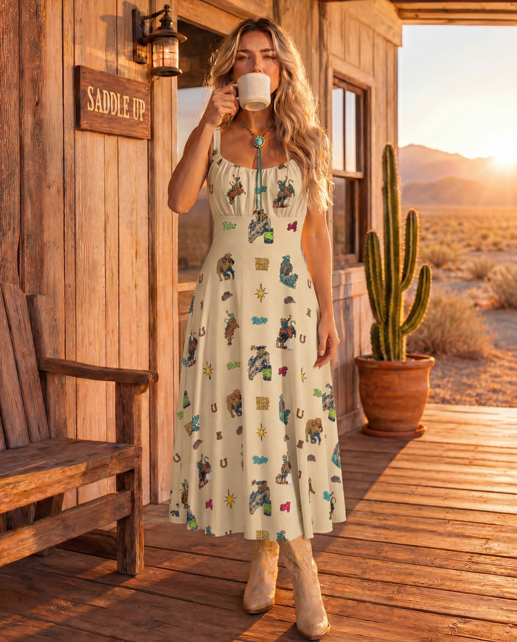 Baha Ranch The Last Roundup Western Rodeo Prairie Dress in Tan by Baha Ranch Western Wear - product image 6