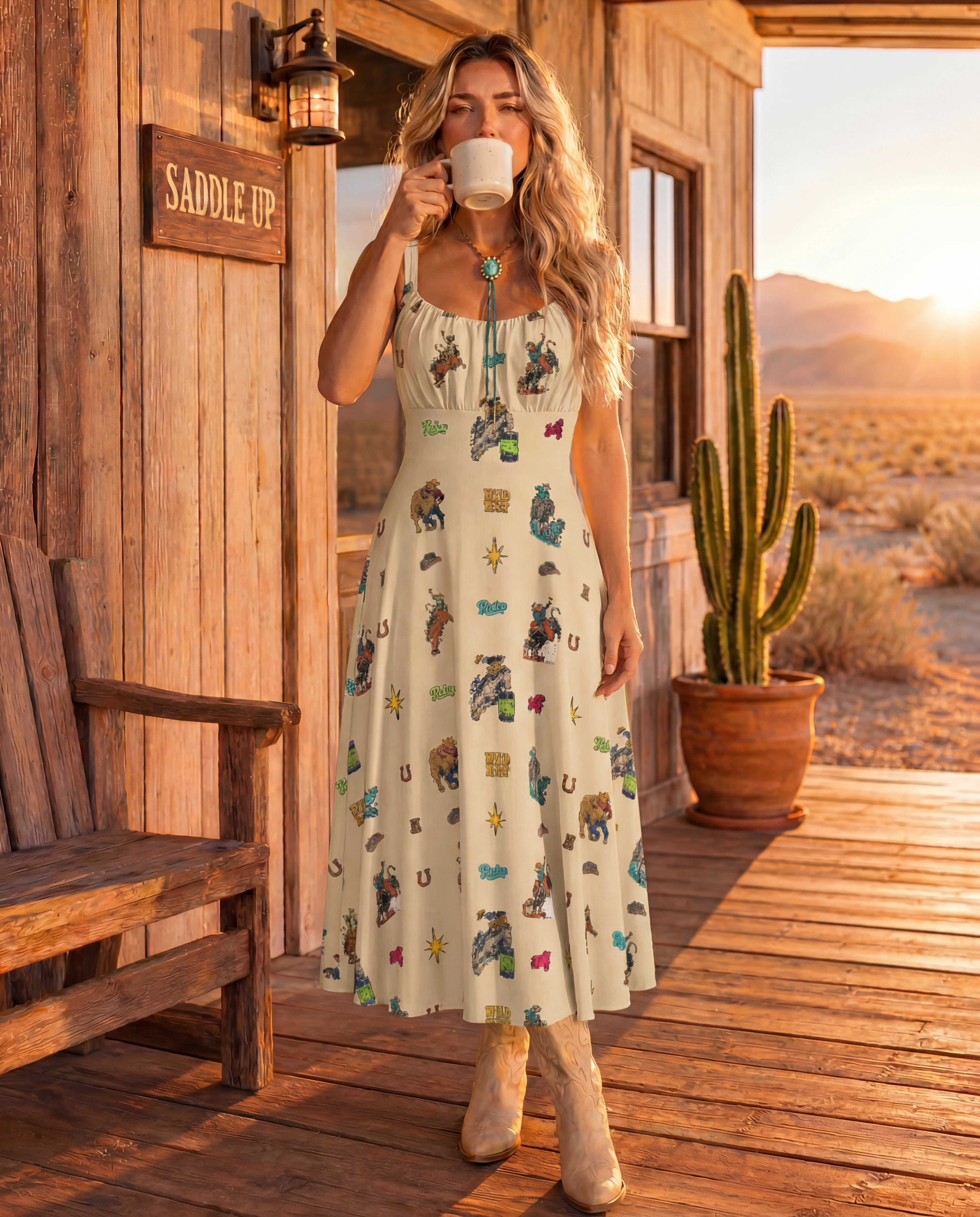 Baha Ranch The Last Roundup Western Rodeo Prairie Dress in Tan by Baha Ranch Western Wear - product image 6