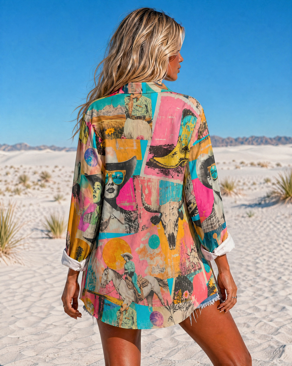 Baha Ranch Pop Western Retro Cowgirl Collage Button Up Blouse by Baha Ranch Western Wear - product image 2