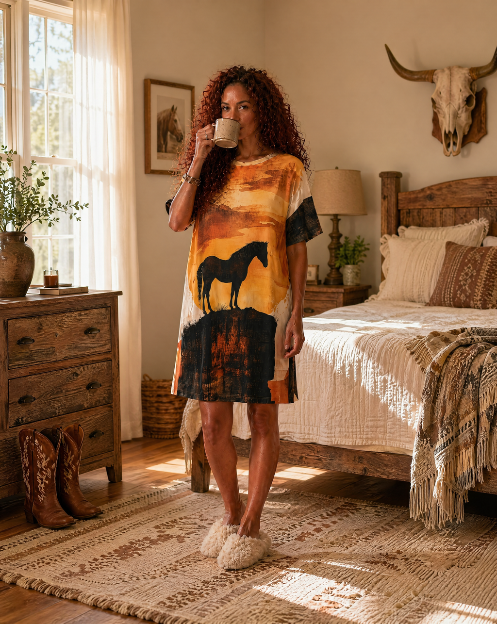 Baha Ranch Canyon Mustang T Shirt Dress or Sleep Shirt by Baha Ranch Western Wear - product image 3