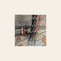 Genuine Leather Dog Collar or Leash With Copper AB Conchos 10" to 22" DC33 on a warm cream background