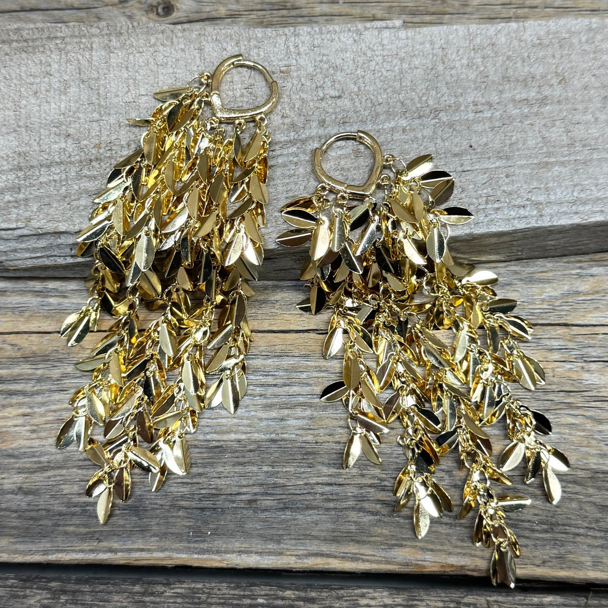 Outlaw Gold Long Leaves Dangle Fashion Earrings