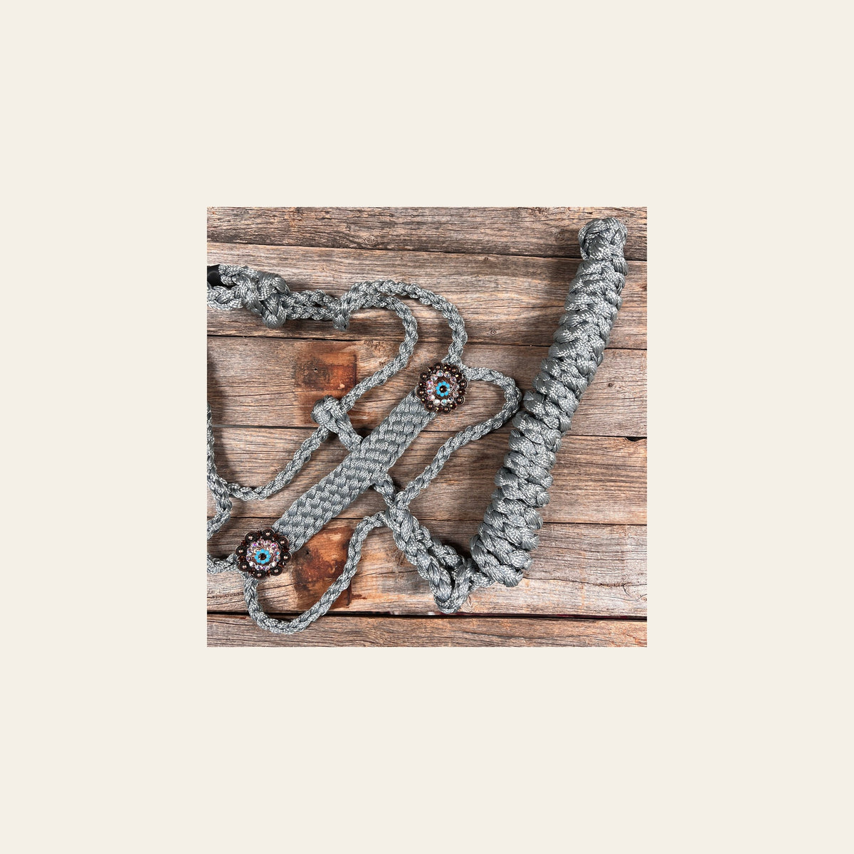 Grey Mule Tape Halter - #MT114 on a warm cream background