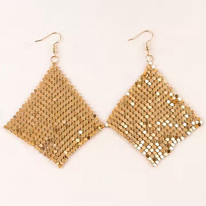 Rodeo Fashion Gold Chainmail Dangle Earrings
