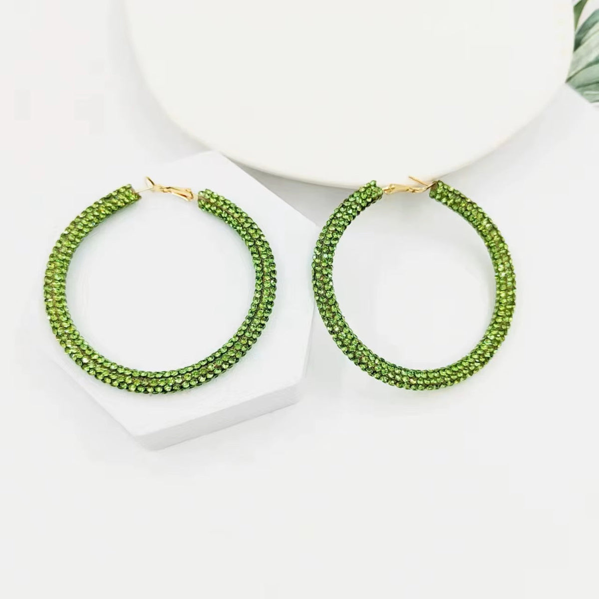 Lime Western Bling Hoop Fashion Earrings