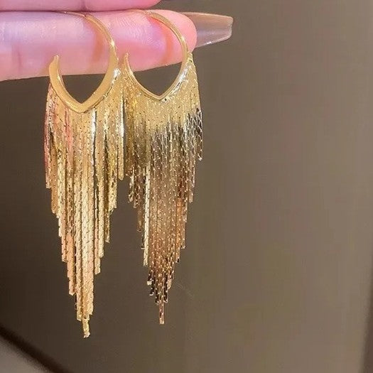 Gold Ranch Style Fringe Fashion Earrings