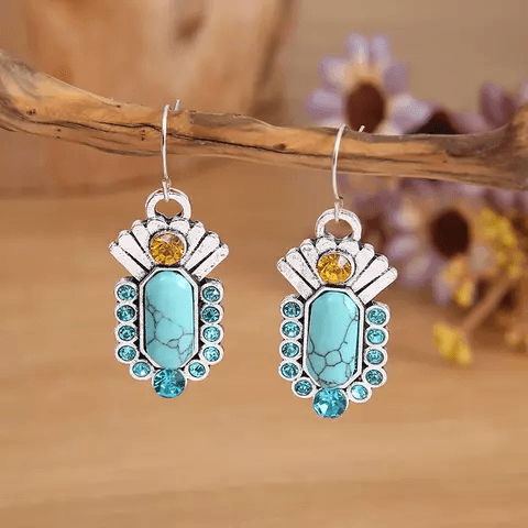 Dangle Turquoise Silver Fashion Earrings WA198