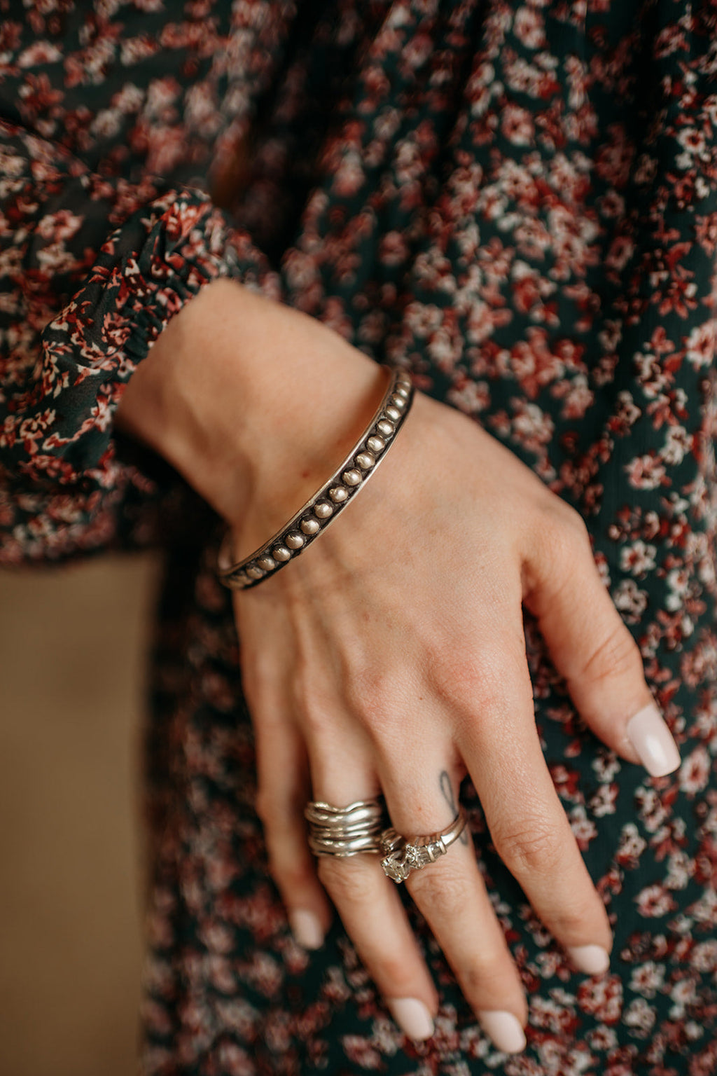 Hada Collection - Sterling Silver 4MM Ball Bangle Bracelet — view 3