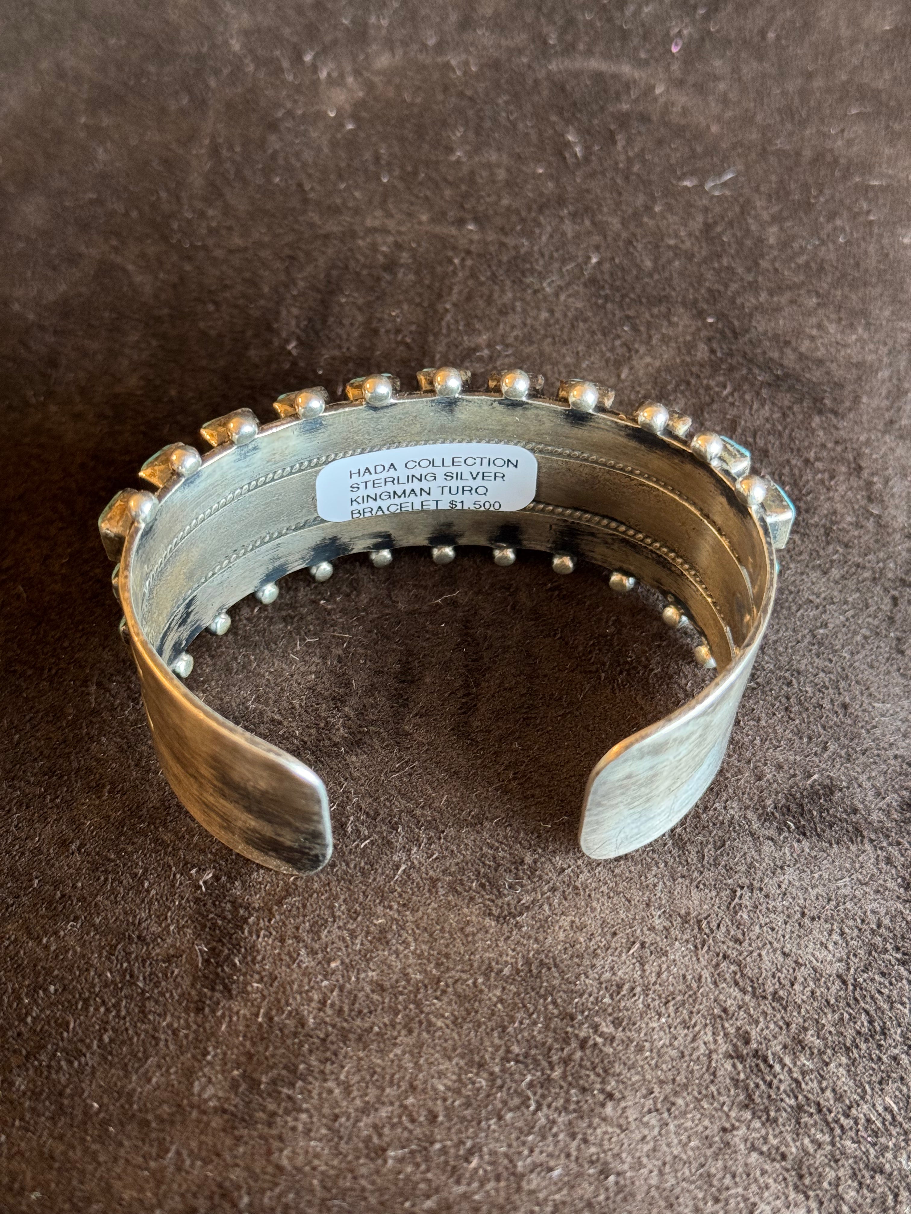 Hada Collection - Three Row Square Authentic Turquoise Cuff — view 2