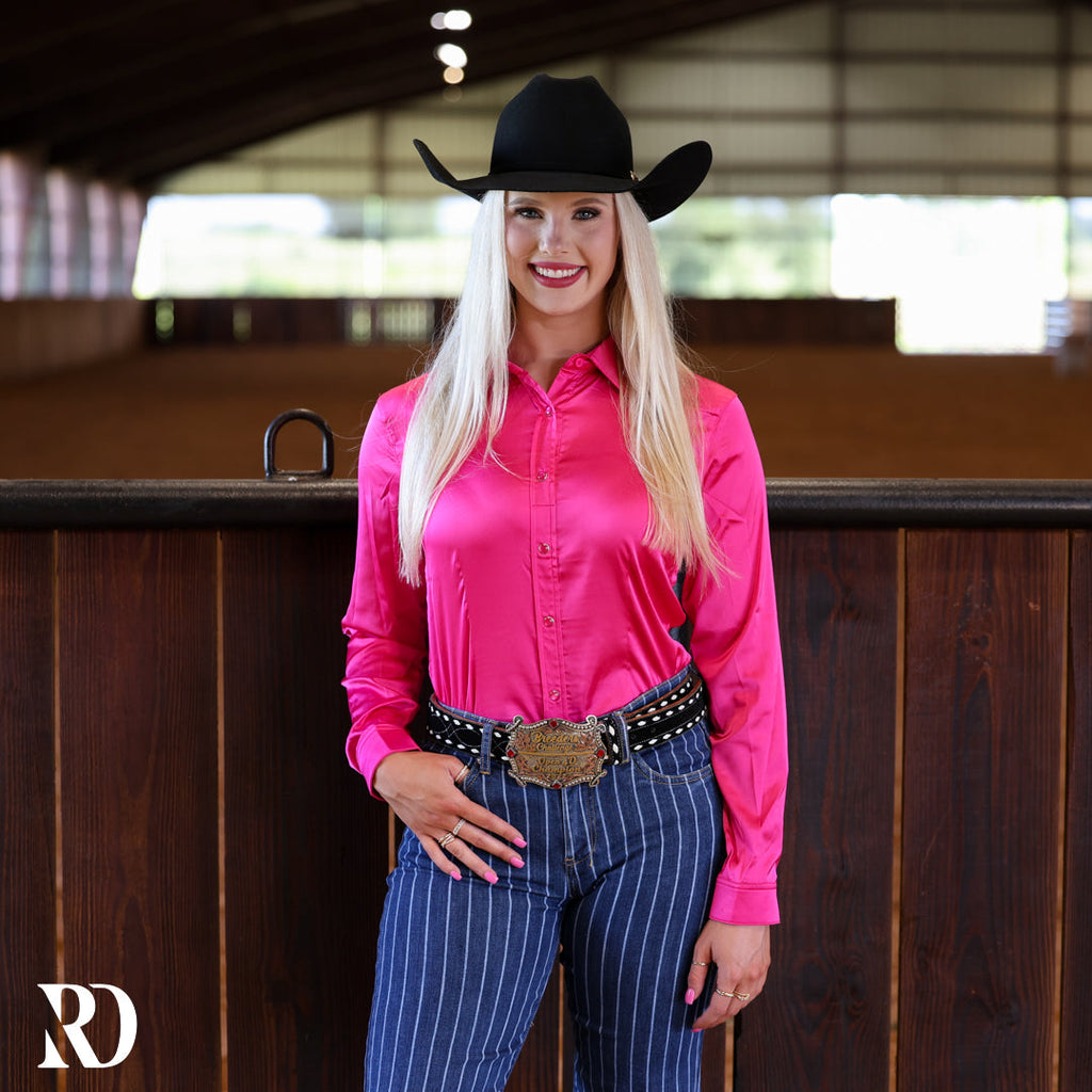 Hot Pink Satin Performance Rodeo Shirt