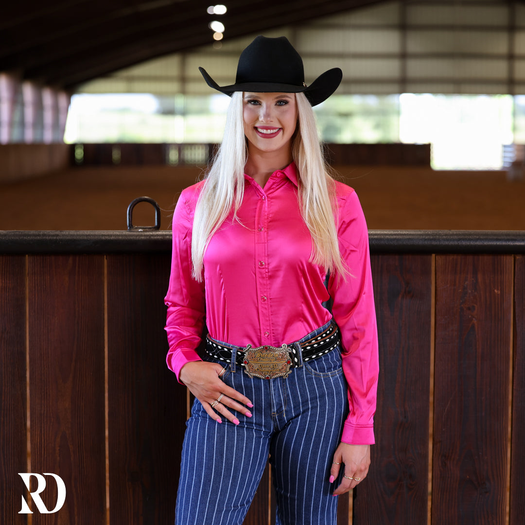 Hot Pink Satin Performance Rodeo Shirt